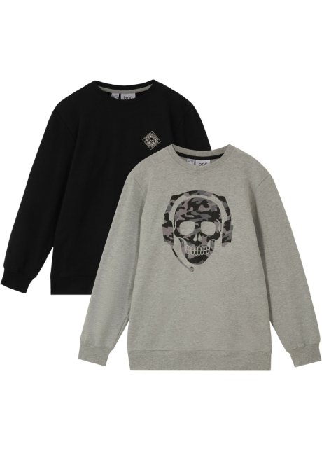 Jungen Sweatshirt (2er-Pack) in schwarz von vorne - bpc bonprix collection