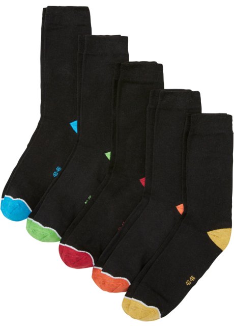 Socken mit Bio-Baumwolle (5er Pack) in schwarz von vorne - bpc bonprix collection