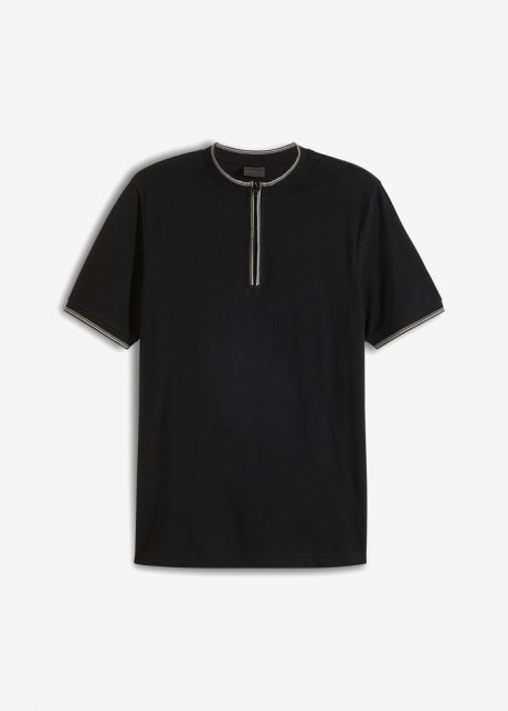 Piqué-Poloshirt in schwarz von vorne - bpc selection