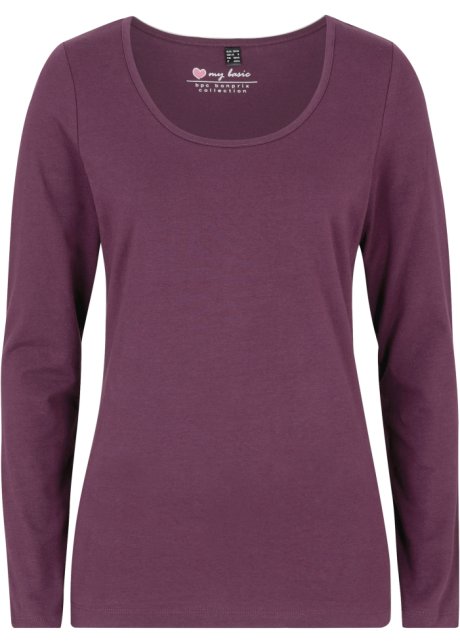 Stretch-Shirt, Langarm in lila von vorne - bpc bonprix collection