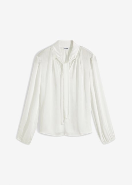 Chiffon-Bluse mit Schluppe in weiß von vorne - BODYFLIRT