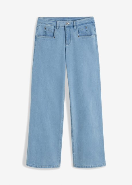 Weite Jeans mit Ziernähten in blau von vorne - RAINBOW