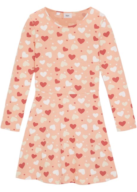 Mädchen Langarm-Jerseykleid aus Bio Baumwolle in rosa von vorne - bpc bonprix collection