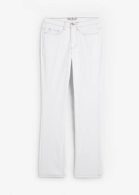 Straight Jeans Mid Waist, Stretch in weiß von vorne - John Baner JEANSWEAR