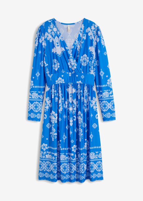 Kleid mit Ornamenten in blau von vorne - BODYFLIRT boutique