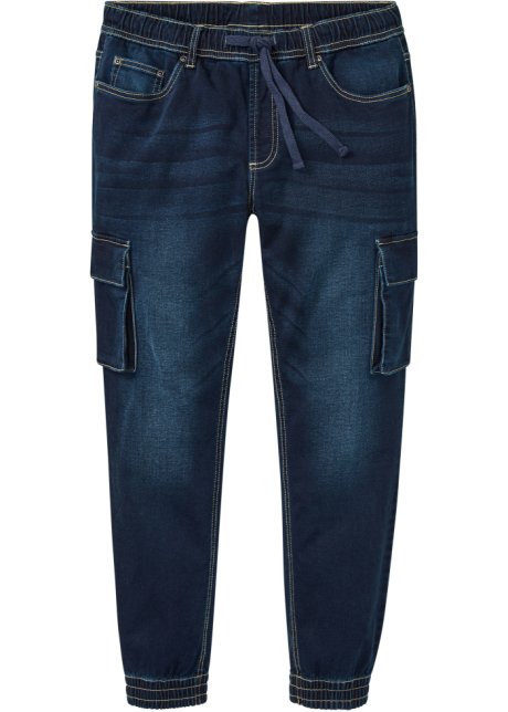 Regular Fit Schlupf-Cargo-Jeans, Straight in blau von vorne - RAINBOW