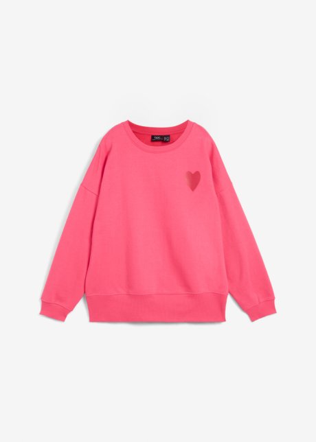 Bequem geschnittenes Sweatshirt mit Seitenschlitzen aus Bio-Baumwolle in pink von vorne - bpc bonprix collection