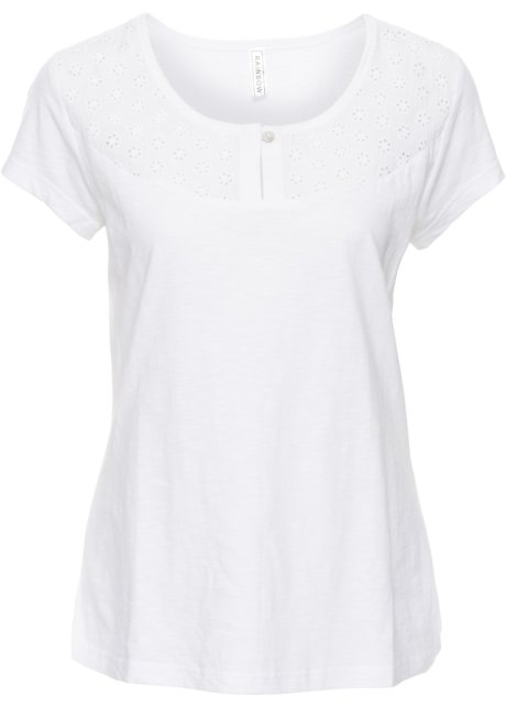 Shirt mit Lochmuster in weiß von vorne - RAINBOW