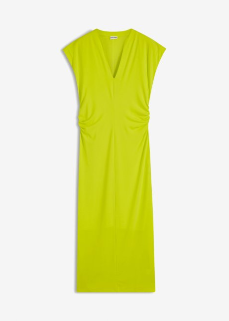 Kleid mit Raffung in grün von vorne - BODYFLIRT