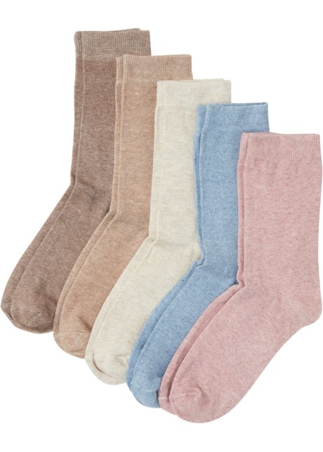 Socken mit Bio-Baumwolle (5er Pack) in grau von vorne - bpc bonprix collection