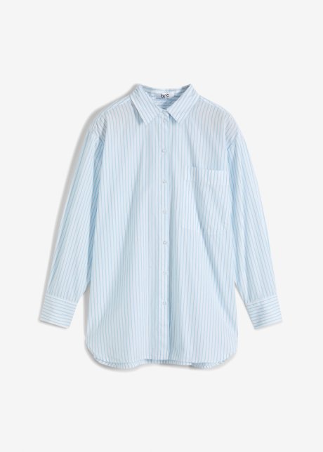 Gestreifte Hemd-Bluse in blau von vorne - bpc bonprix collection