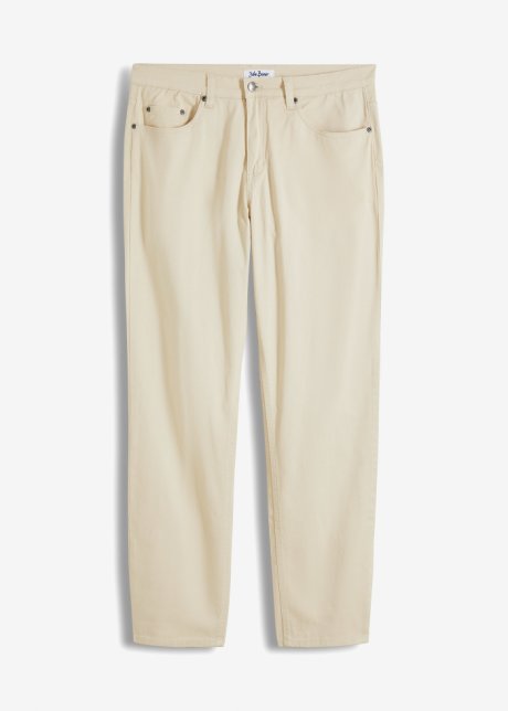 Classic Fit Stretch-Jeans, Tapered in beige von vorne - John Baner JEANSWEAR