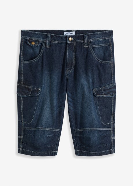 Jeans-Long-Bermuda, Loose Fit in blau von vorne - John Baner JEANSWEAR
