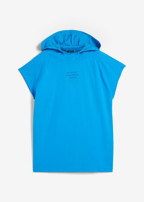 Sport-Shirt mit Kapuze in blau von vorne - bpc bonprix collection
