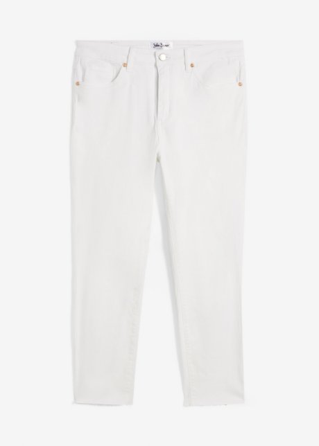 Skinny Jeans High Waist, cropped in weiß von vorne - John Baner JEANSWEAR
