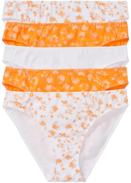 Slip mit Bio-Baumwolle (5er Pack) in orange von vorne - bpc bonprix collection