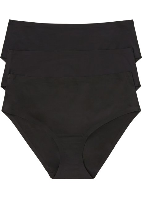 Feel Comfort Nahtlose Panty (3er Pack) in schwarz von vorne - bpc bonprix collection