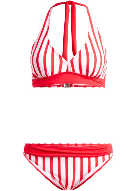 Neckholder Bikini (2-tlg.Set) aus recyceltem Polyamid in rot von vorne - bpc bonprix collection