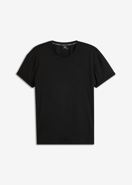 Sport-Shirt mit seitlichem Schriftzug in schwarz von vorne - bpc bonprix collection