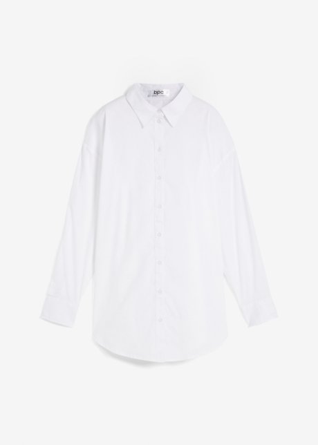 Lockere Bluse mit Knopfleiste in weiß von vorne - bpc bonprix collection