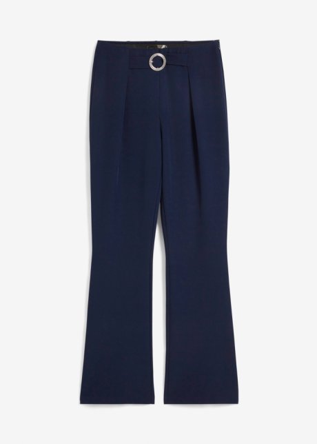 Bootcut- Hose mit dekorativer Schließe in blau von vorne - bpc selection