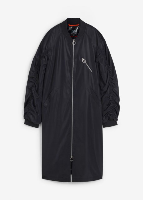 Blouson-Mantel mit Strickkragen in schwarz von vorne - bpc bonprix collection