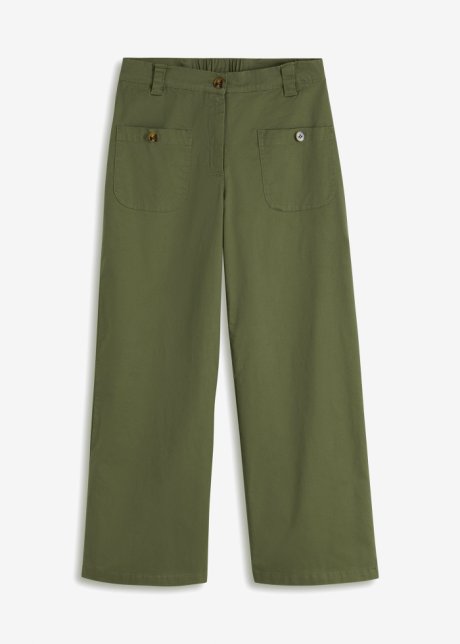 Wide Leg Jeans, High Waist, Bequembund in grün von vorne - bpc bonprix collection