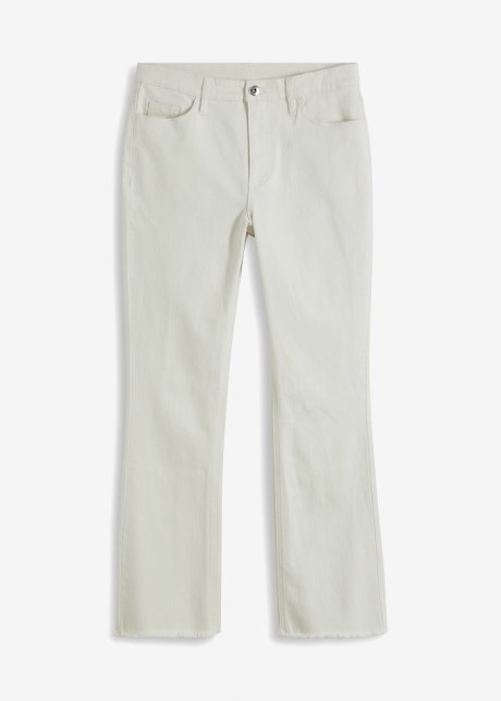 Cropped Jeans-Schlaghose mit ausgefranstem Saum in weiß von vorne - RAINBOW