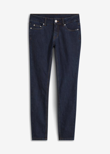 Skinny Jeans Mid Waist, Stretch in blau von vorne - BODYFLIRT