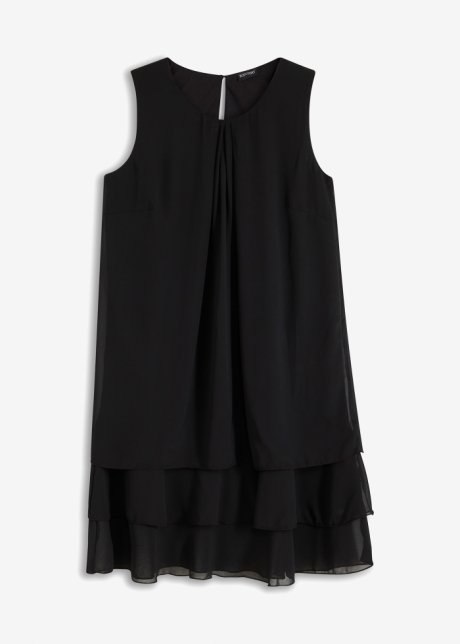 Chiffon-Kleid in schwarz von vorne - BODYFLIRT