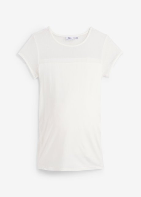 Stretch-Umstandsshirt, kurzarm  in weiß von vorne - bpc bonprix collection