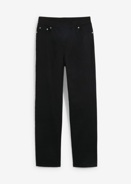 Straight Jeans, Mid Waist, Rippbund in schwarz von vorne - bpc bonprix collection