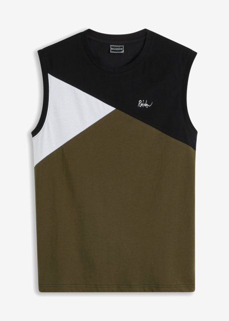 Muskel-Shirt aus Bio Baumwolle in schwarz von vorne - RAINBOW
