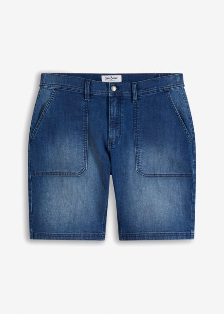Stretch-Jeans-Bermuda, Loose Fit in blau von vorne - John Baner JEANSWEAR
