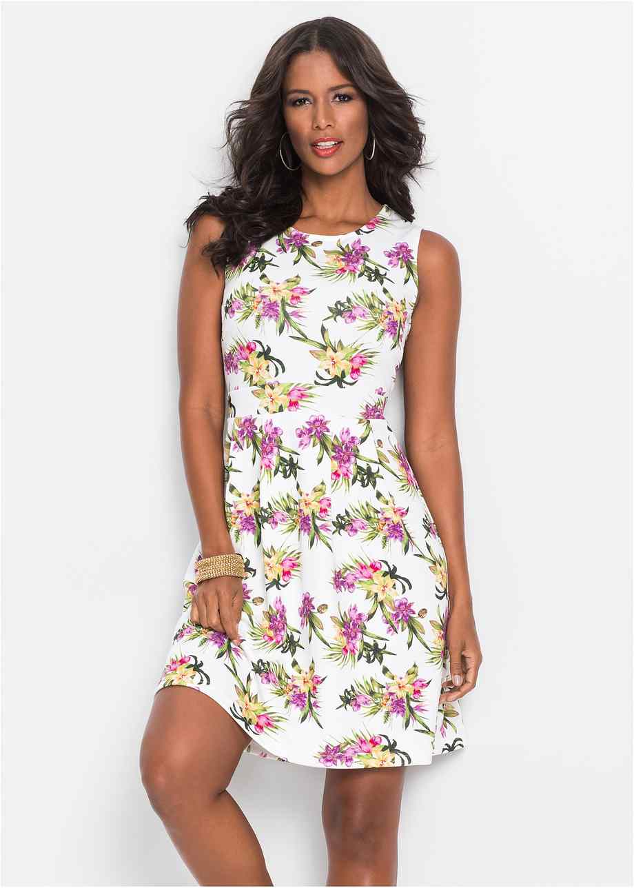 Kleid Mit Floralem Print Wei Gebl Mt Bodyflirt Boutique Online