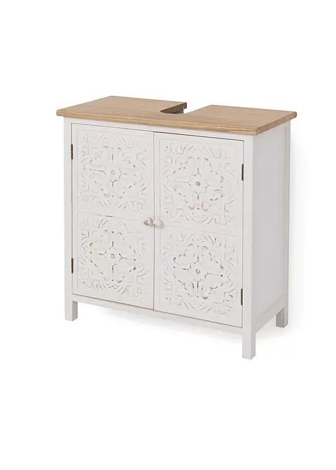 Waschbeckenunterschrank mit Ornament in weiß von vorne - bpc living bonprix collection Waschbeckenunterschrank mit Ornament in weiß von vorne - bpc living bonprix collection