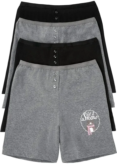Lange Damen Boxer mit hohem Bund (4er Pack) in schwarz von vorne - bonprix Lange Damen Boxer mit hohem Bund (4er Pack) in schwarz von vorne - bonprix