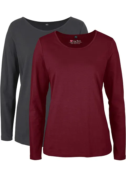 Langarmshirt (2er Pack) in grau von vorne - bonprix Langarmshirt (2er Pack) in grau von vorne - bonprix