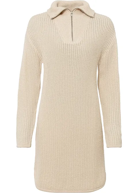 Strickkleid in beige von vorne - bonprix Strickkleid in beige von vorne - bonprix