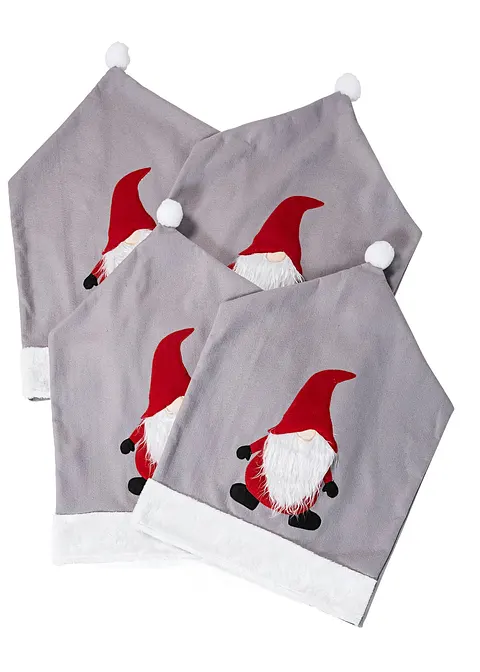 Stuhlhusse mit Wichtel (4er Pack) in grau von vorne - bonprix Stuhlhusse mit Wichtel (4er Pack) in grau von vorne - bonprix