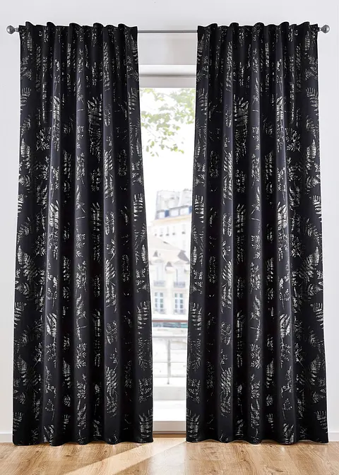 Verdunkelungsvorhang mit Glanz Druck (1er Pack) in schwarz - bonprix Verdunkelungsvorhang mit Glanz Druck (1er Pack) in schwarz - bonprix