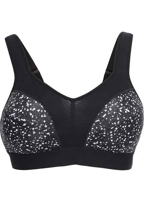 Sport BH mit mittlerem Halt in schwarz von vorne - bonprix Sport BH mit mittlerem Halt in schwarz von vorne - bonprix