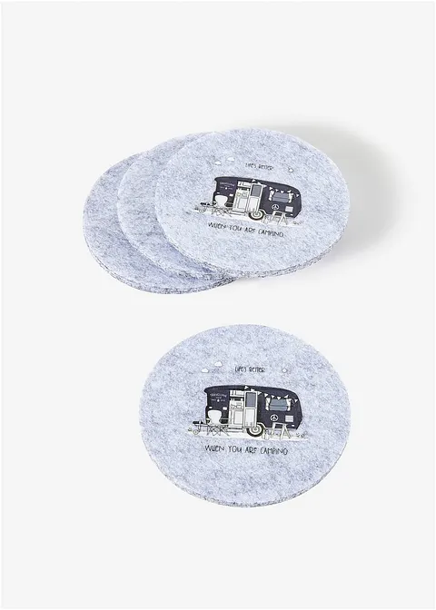 Untersetzer mit Camper-Motiv (4er Pack) in grau - bonprix Untersetzer mit Camper-Motiv (4er Pack) in grau - bonprix