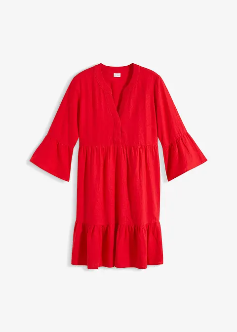 Leinen-Tunika-Kleid in rot von vorne - bonprix Leinen-Tunika-Kleid in rot von vorne - bonprix