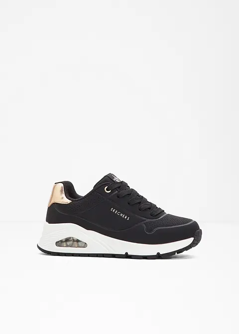 Skechers Kinder Sneaker mit Memory Foam in schwarz von vorne - Skechers Skechers Kinder Sneaker mit Memory Foam in schwarz von vorne - Skechers