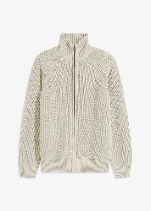 Strickjacke mit Rippstruktur und Baumwolle in grau von vorne - bonprix Strickjacke mit Rippstruktur und Baumwolle in grau von vorne - bonprix