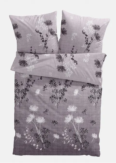 Bettwäsche mit Blumen Design in grau von vorne - bonprix Bettwäsche mit Blumen Design in grau von vorne - bonprix