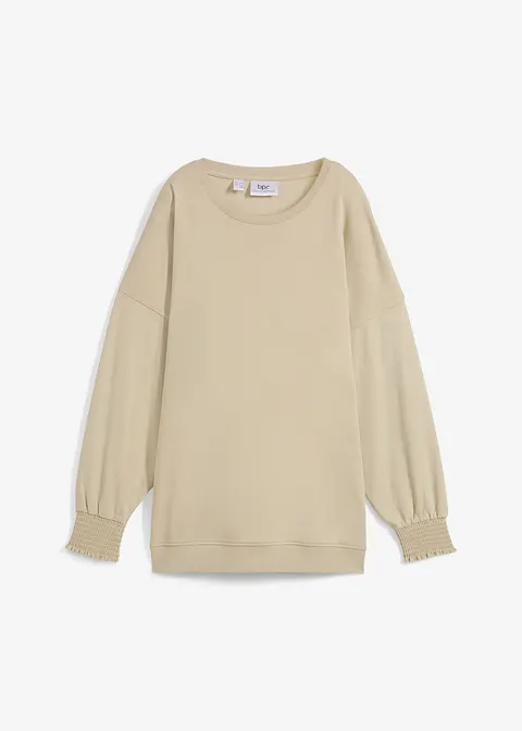 Oversize Langarmshirt mit Ballonärmeln in beige von vorne - bonprix Oversize Langarmshirt mit Ballonärmeln in beige von vorne - bonprix