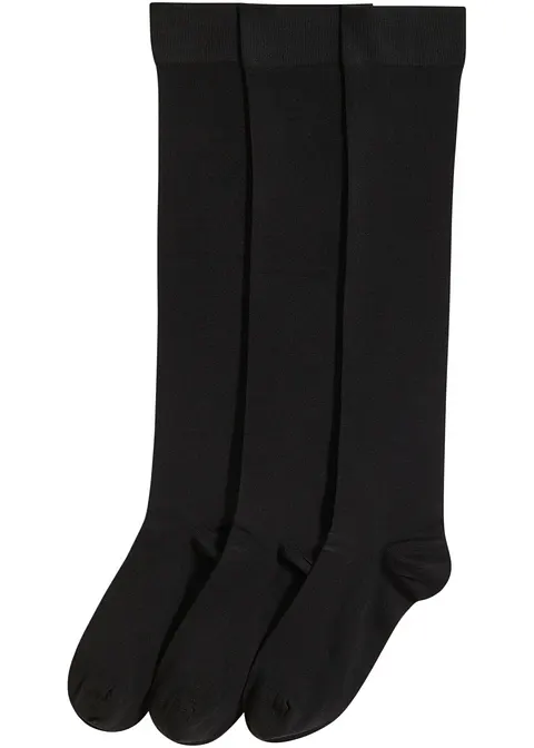 Overknee Strümpfe aus Modal (3er Pack) in schwarz von vorne - bonprix Overknee Strümpfe aus Modal (3er Pack) in schwarz von vorne - bonprix