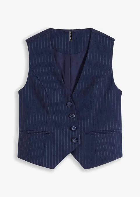 Anzugweste mit asymmetrischer Knopfleiste in blau von vorne - bonprix Anzugweste mit asymmetrischer Knopfleiste in blau von vorne - bonprix